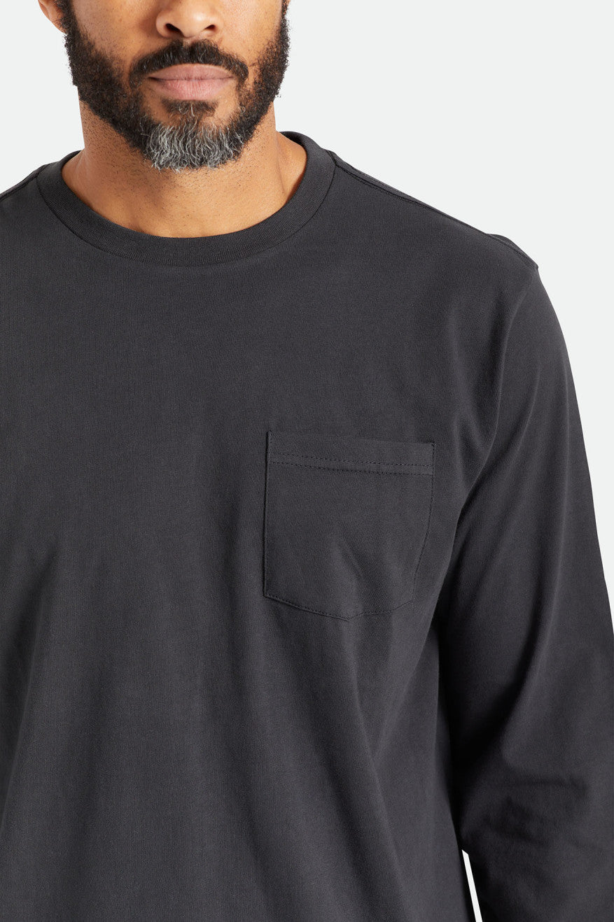 Tops Brixton Basic L/S Pocket Hombre Negros | ZSTPLM037