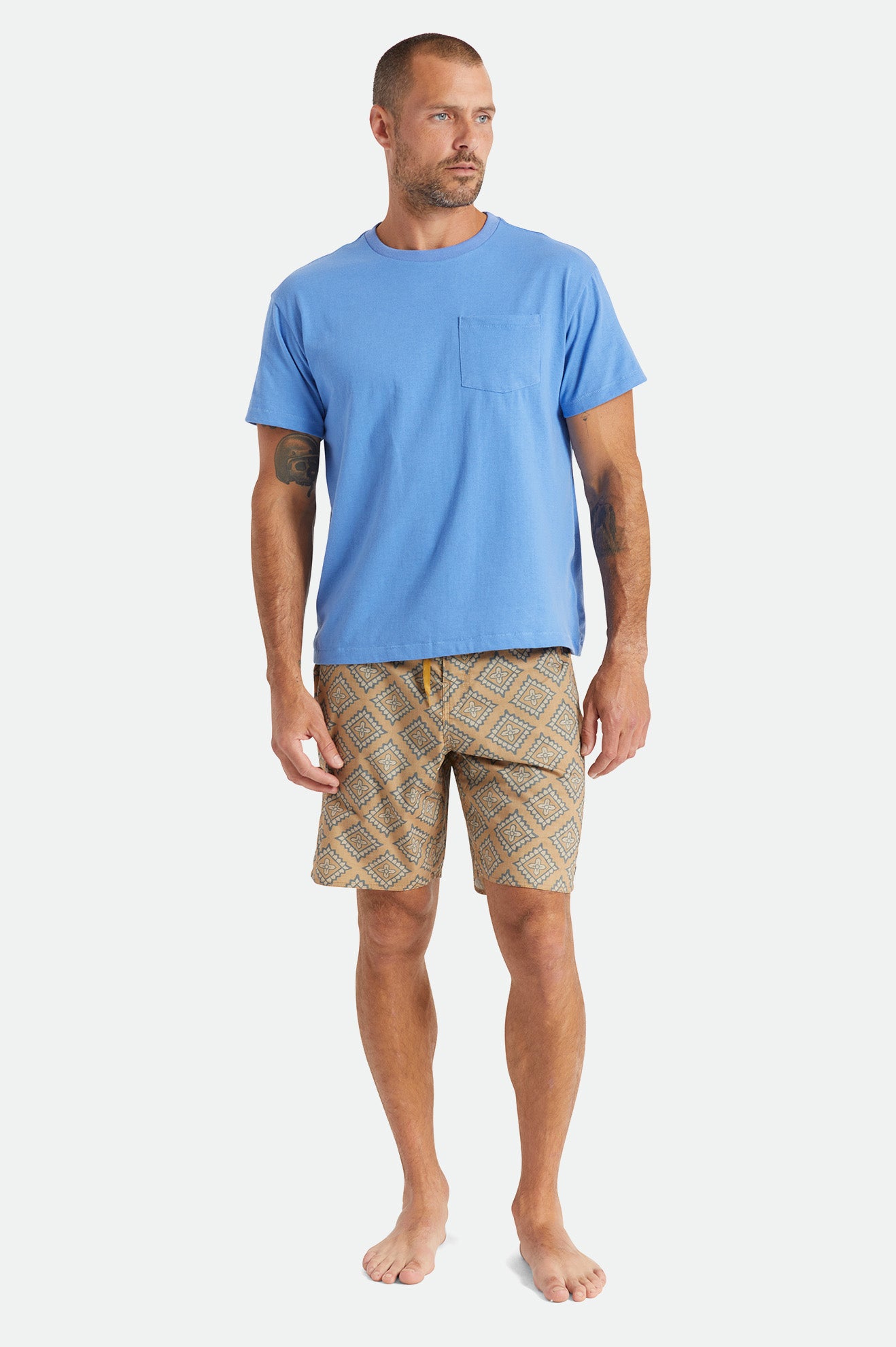 Tops Brixton Basic S/S Pocket Hombre Azules | WAZQEH645