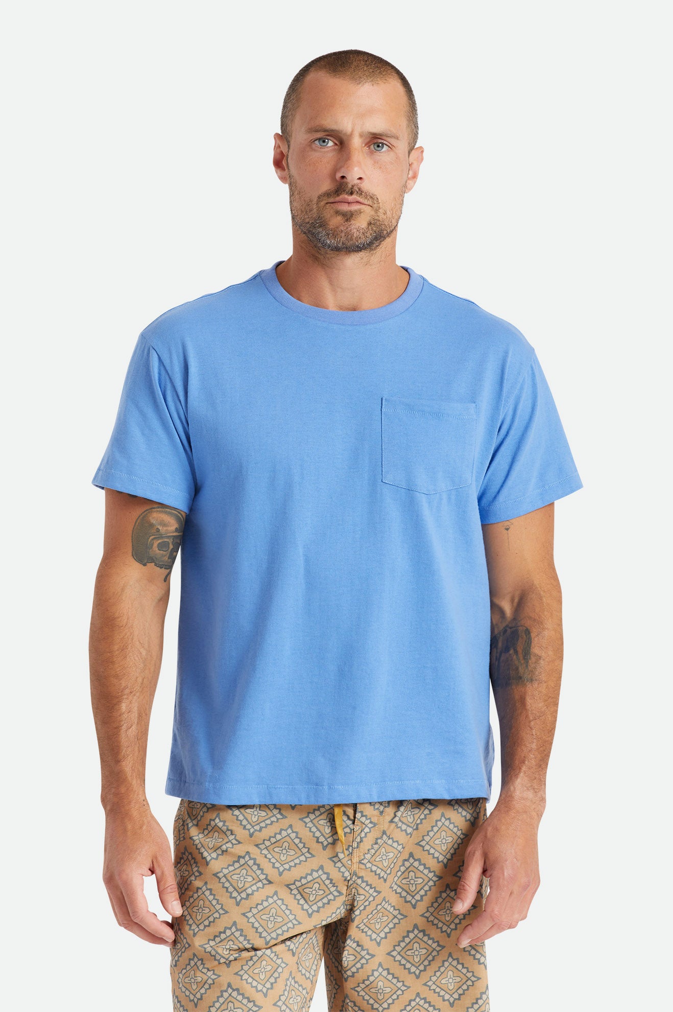 Tops Brixton Basic S/S Pocket Hombre Azules | WAZQEH645