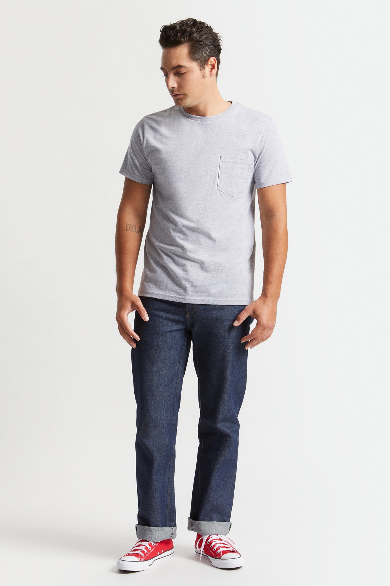 Tops Brixton Basic S/S Pocket Hombre Grises | PCFOBL162