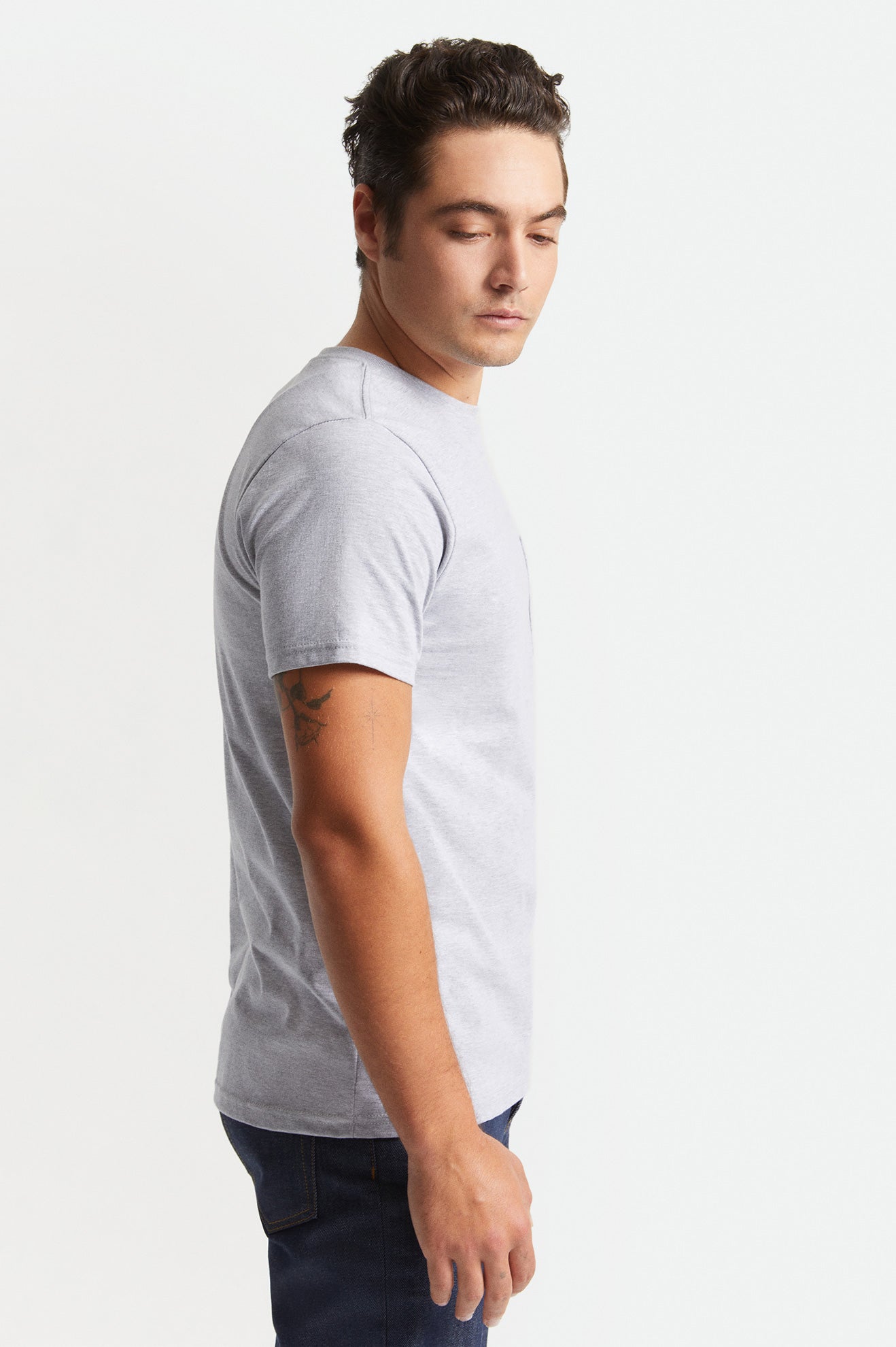 Tops Brixton Basic S/S Pocket Hombre Grises | PCFOBL162