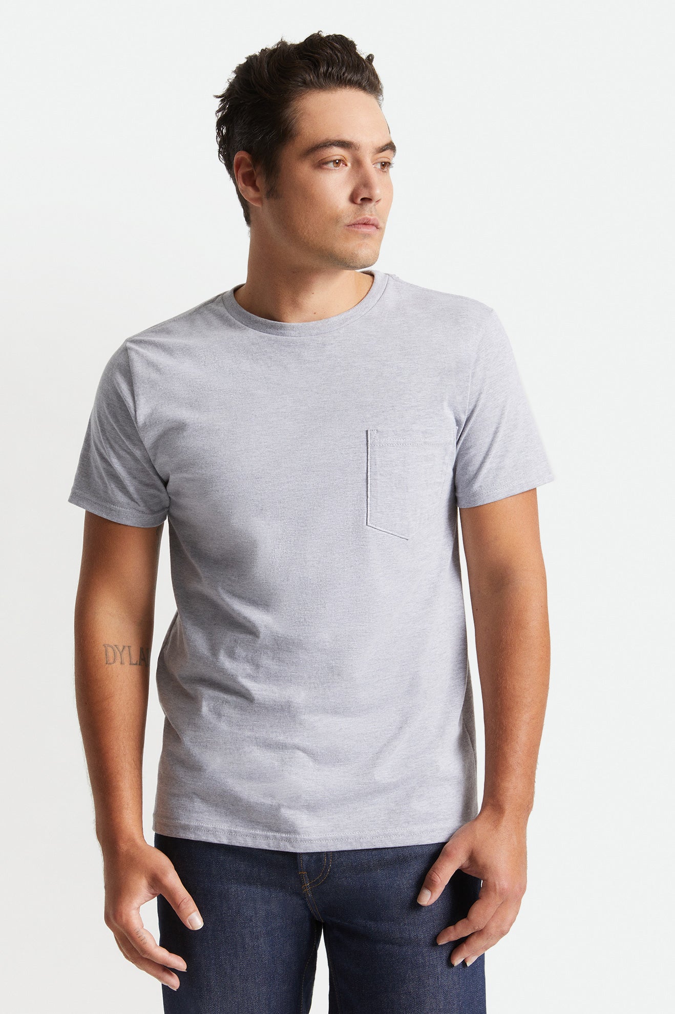 Tops Brixton Basic S/S Pocket Hombre Grises | PCFOBL162