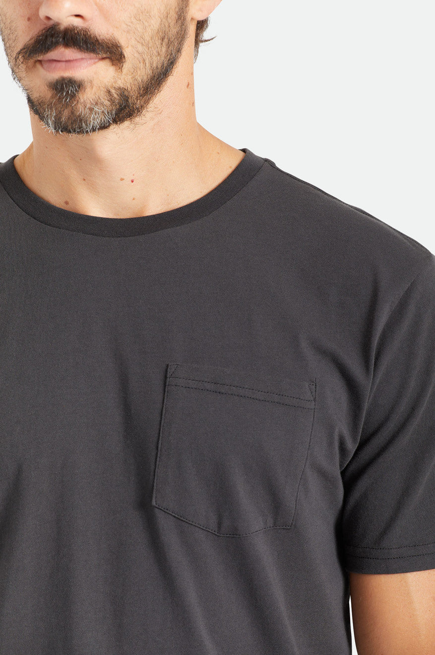 Tops Brixton Basic S/S Pocket Hombre Negros | ZMNEAS780