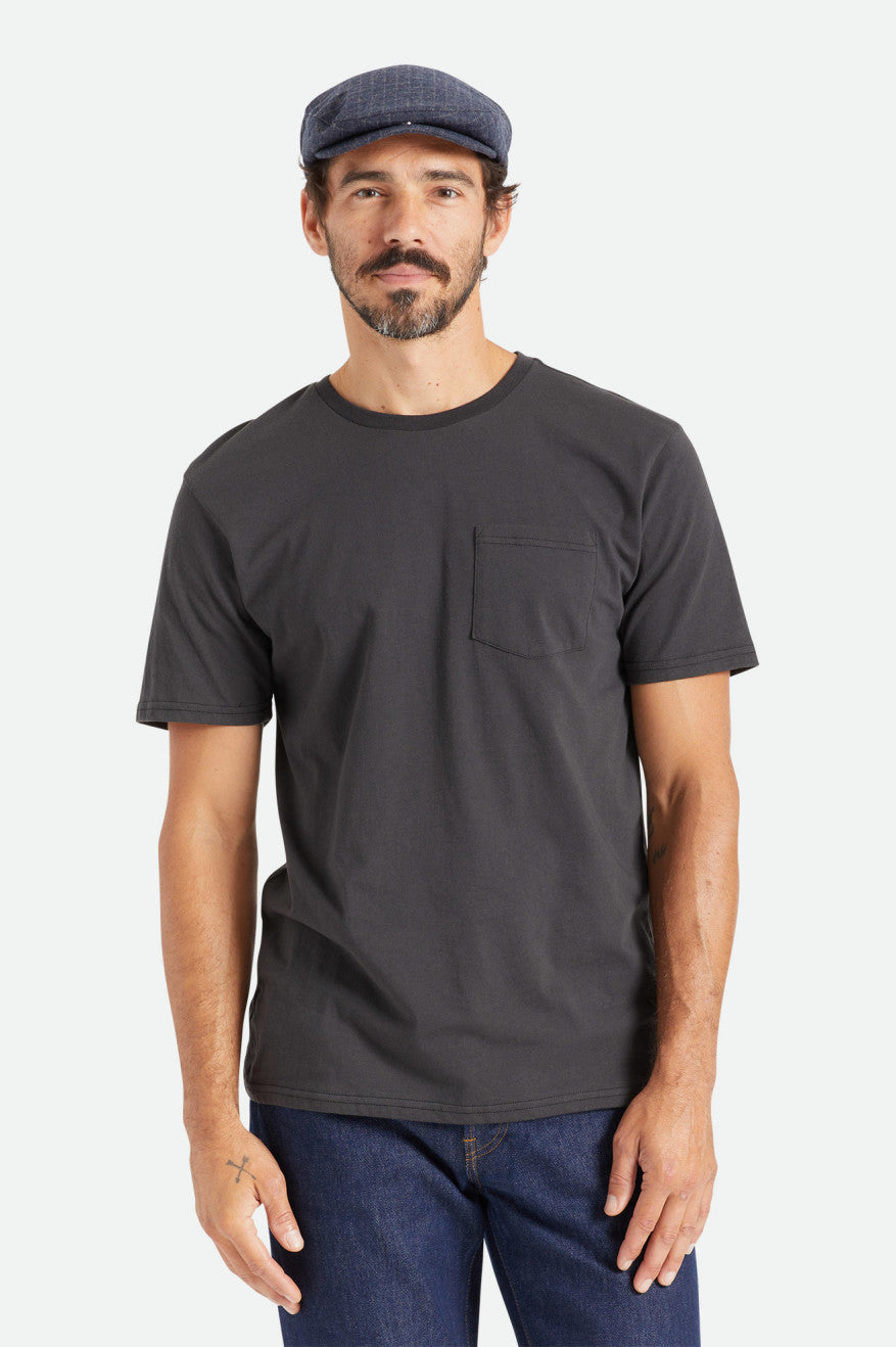 Tops Brixton Basic S/S Pocket Hombre Negros | ZMNEAS780