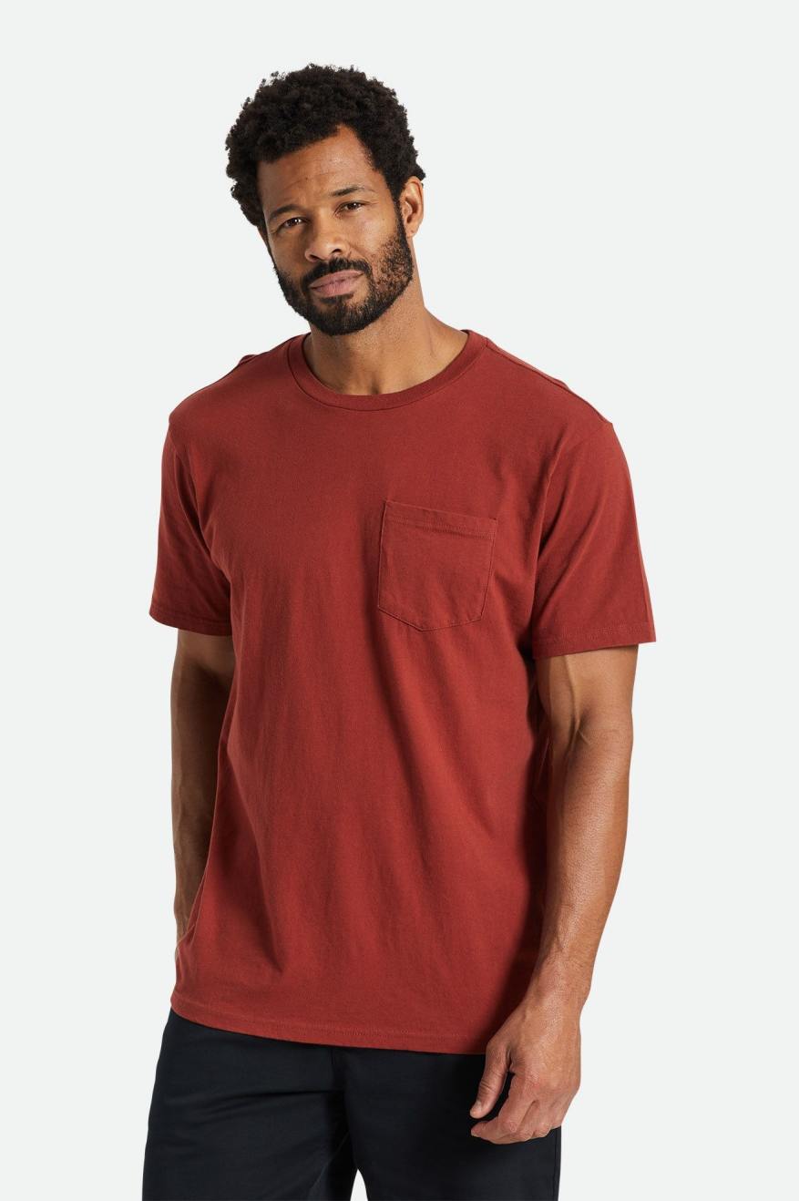 Tops Brixton Basic S/S Pocket Hombre Rojos | KOZDWL348