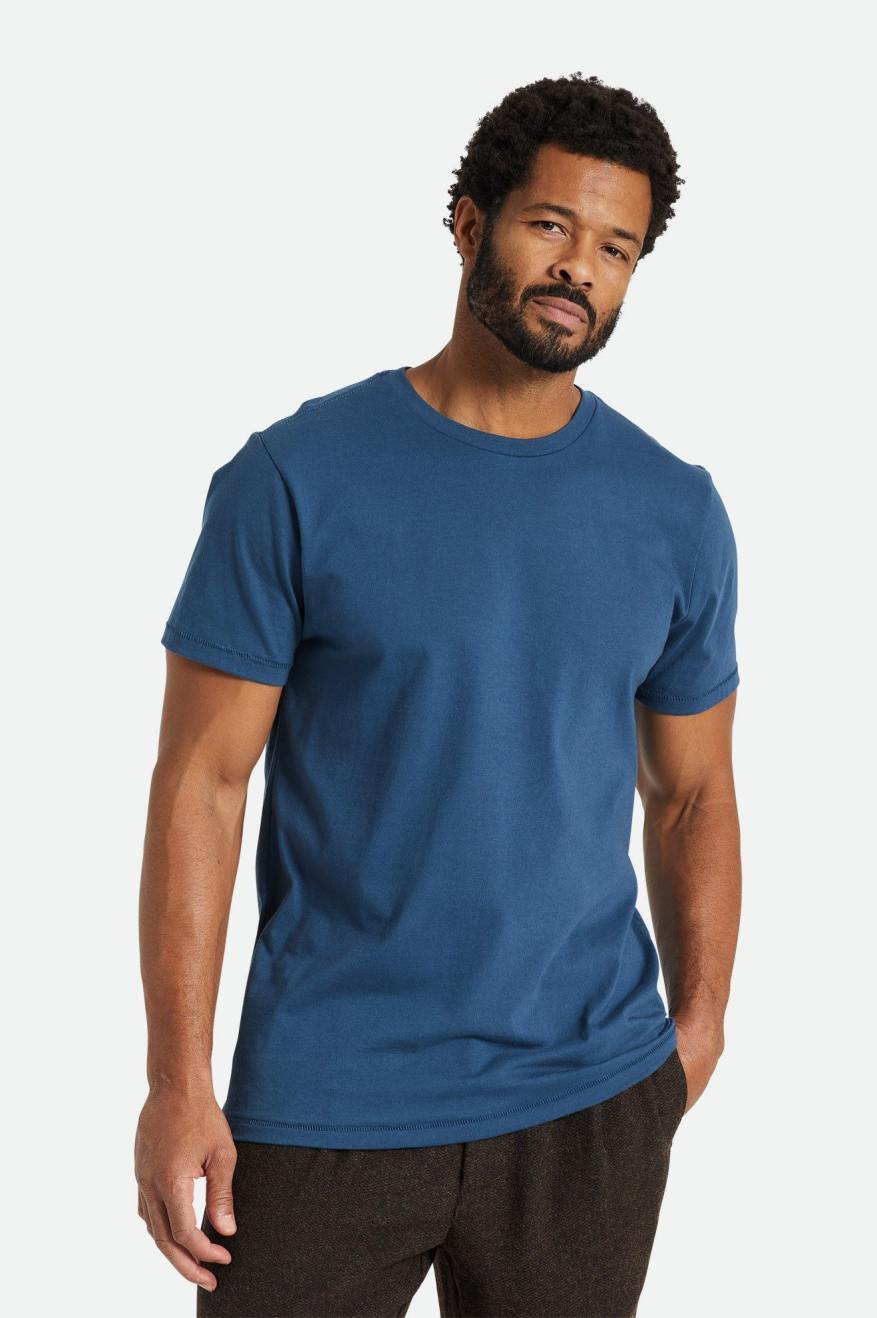 Tops Brixton Basic S/S Tailored Hombre Turquesa | RWVDBU024