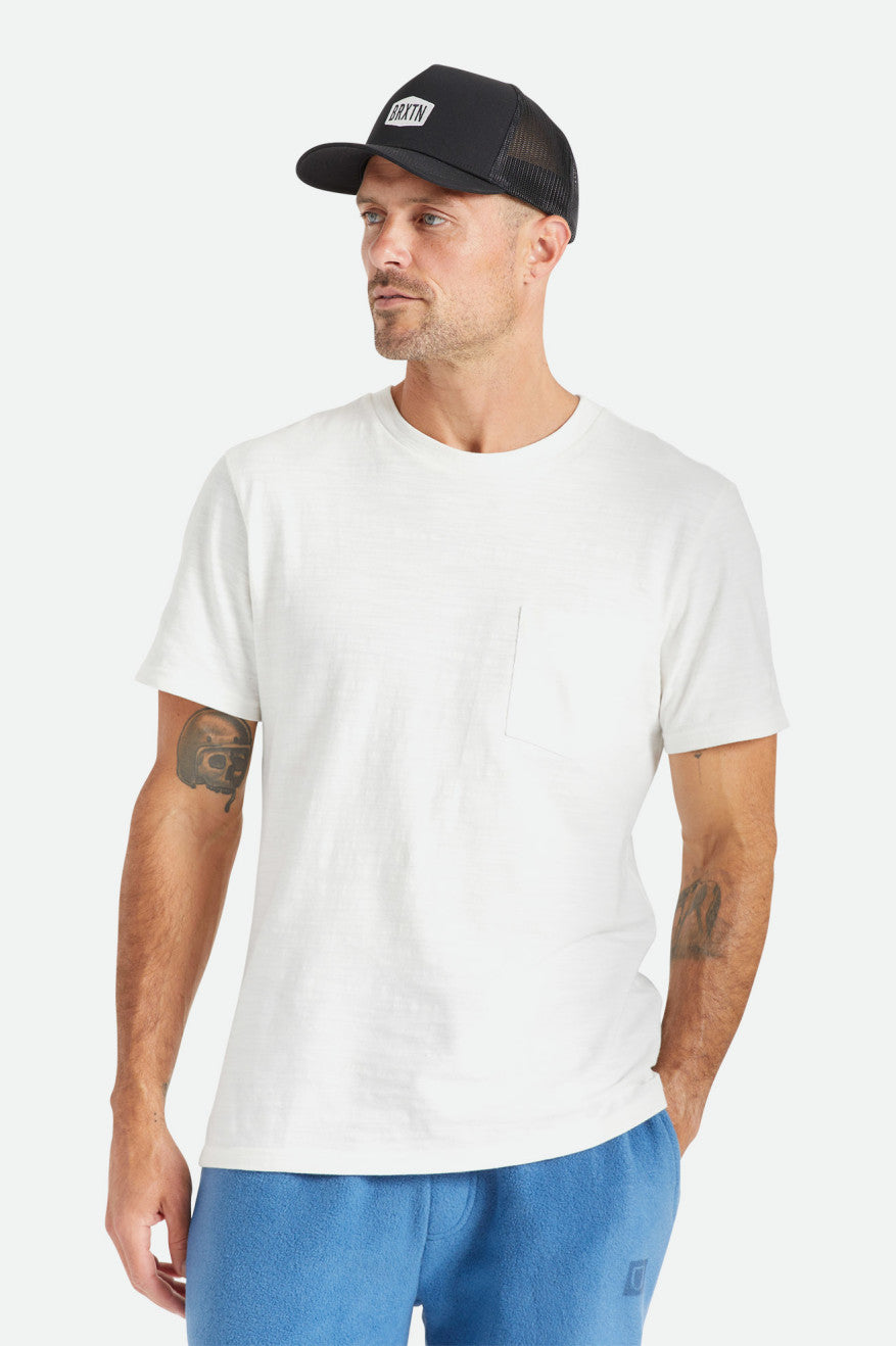 Tops Brixton Basic Slub S/S Pocket Hombre Blancos | KFSEBW890