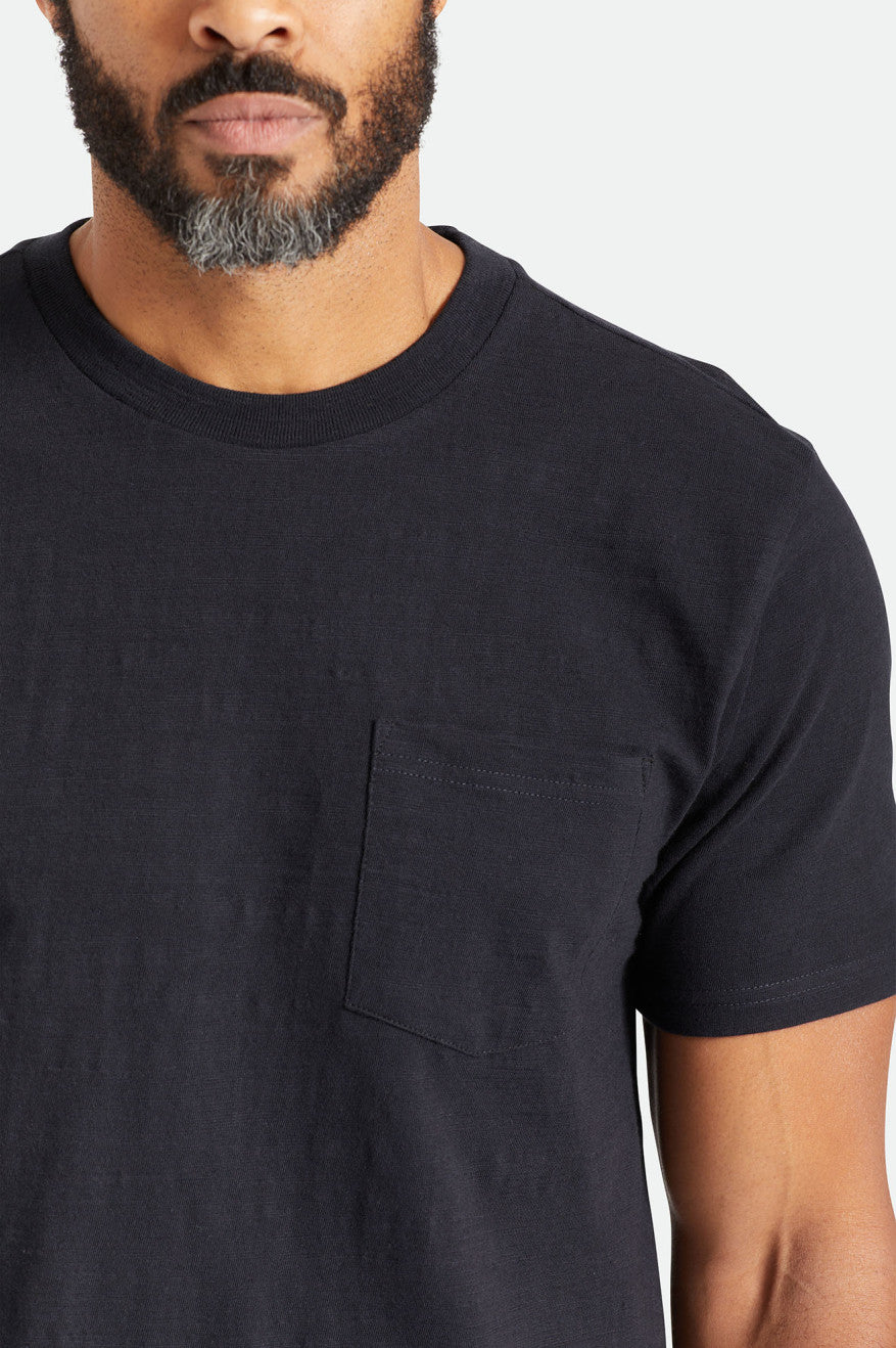 Tops Brixton Basic Slub S/S Pocket Hombre Negros | WLXTSM239