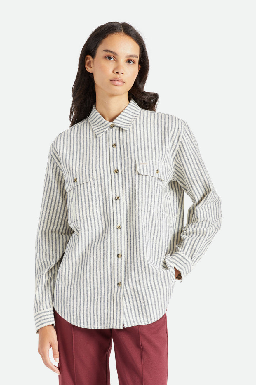 Tops Brixton Bowery Boyfriend L/S Mujer Stripes | NRIUHA967