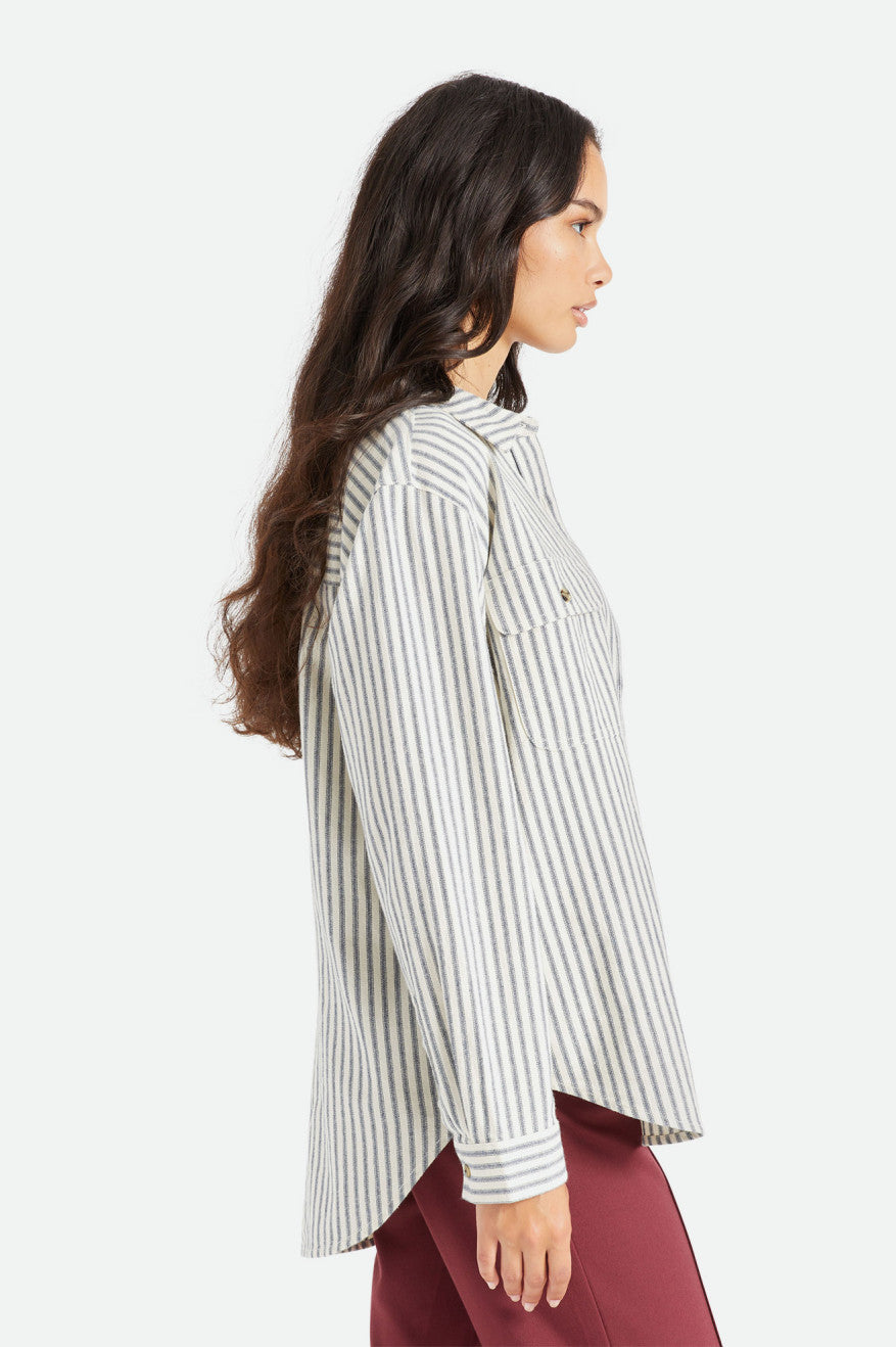 Tops Brixton Bowery Boyfriend L/S Mujer Stripes | NRIUHA967