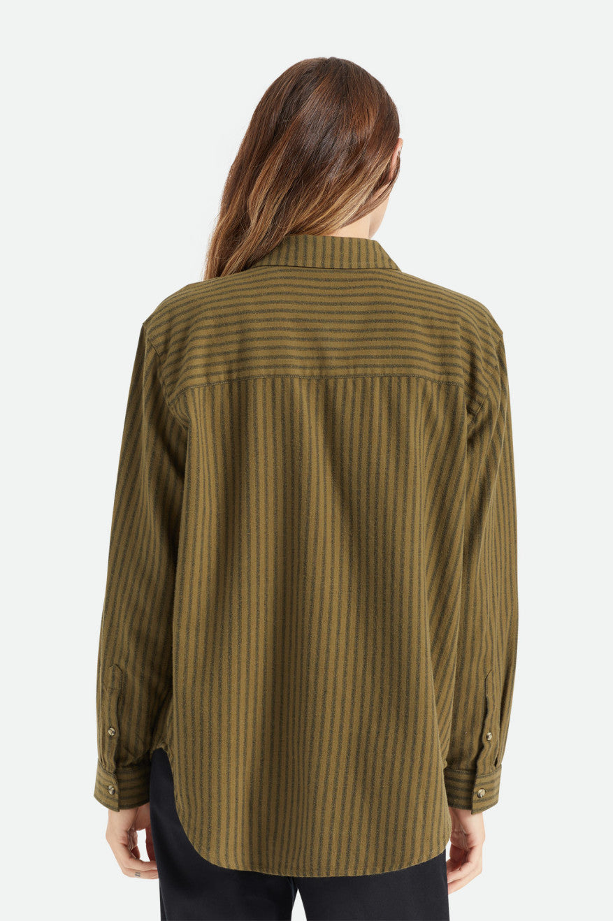 Tops Brixton Bowery Boyfriend L/S Mujer Verde Oliva | RTBVMX489