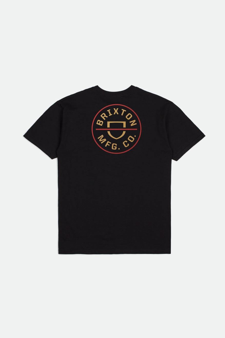 Tops Brixton Crest II S/S Standard Hombre Negros Rojos Dorados Claro | BFTQOJ892