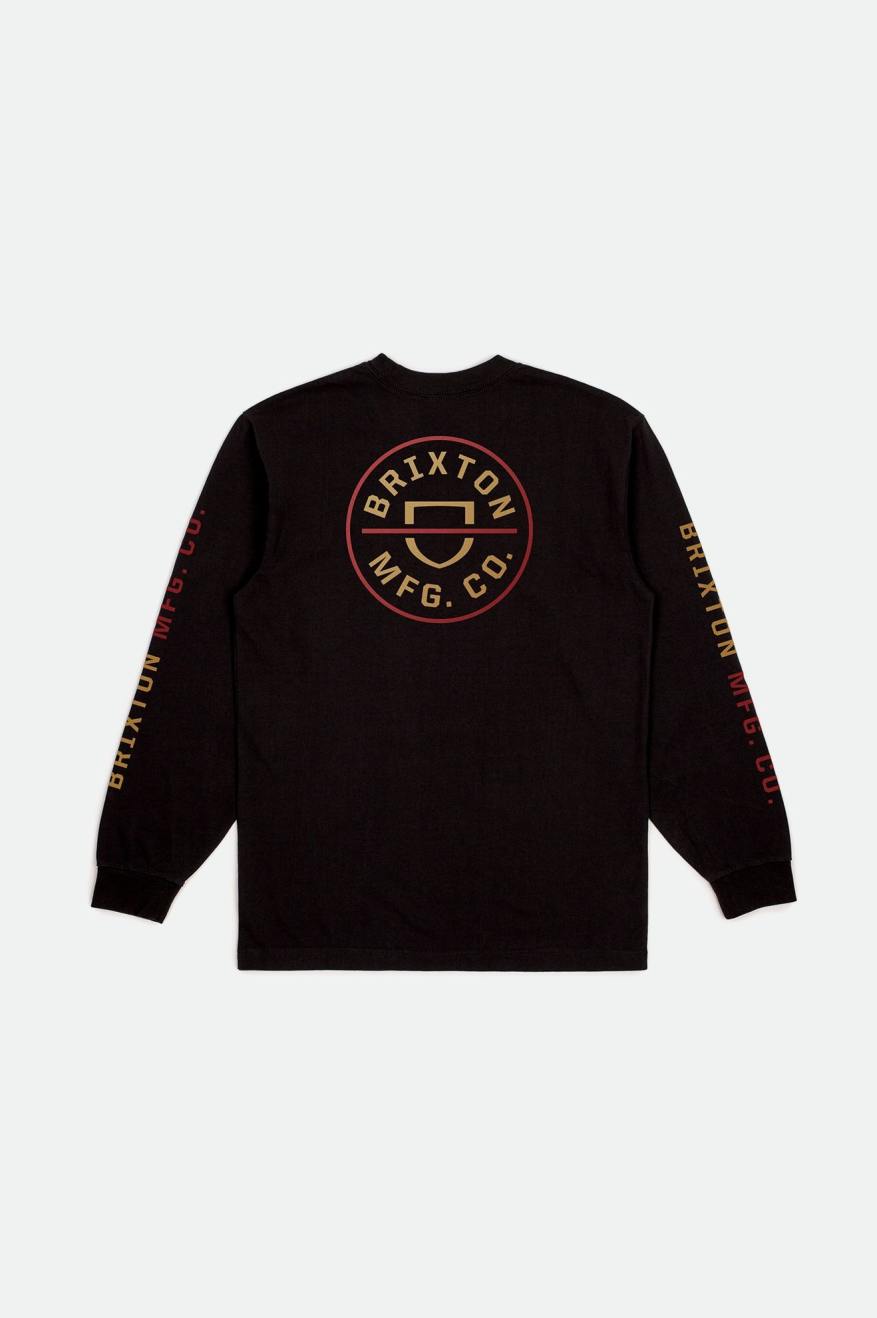 Tops Brixton Crest L/S Standard Hombre Negros Rojos Dorados Claro | AGQHOP769