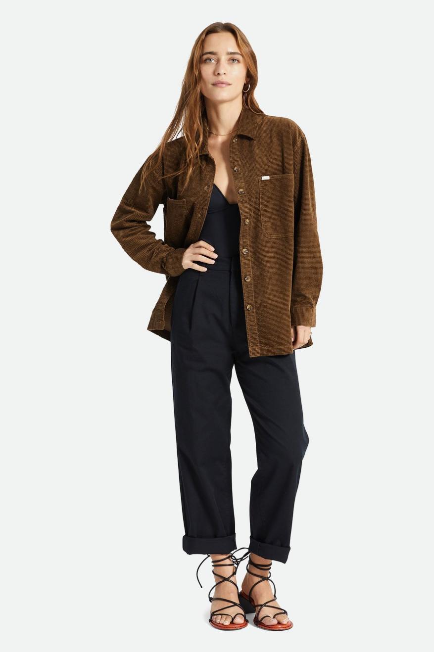 Tops Brixton Dundee Corduroy Overshirt Mujer Marrom | WIXHMA712