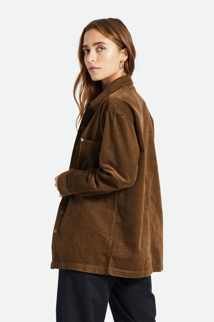 Tops Brixton Dundee Corduroy Overshirt Mujer Marrom | WIXHMA712