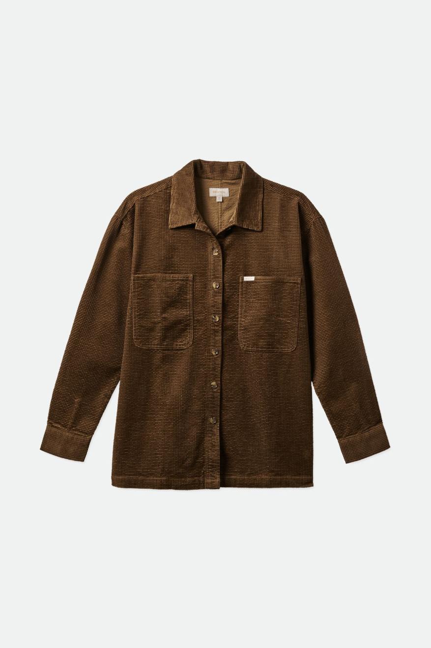 Tops Brixton Dundee Corduroy Overshirt Mujer Marrom | WIXHMA712