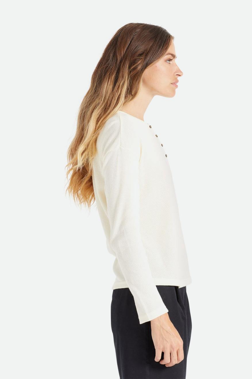 Tops Brixton Monty L/S Henley Mujer Blancos | KYGDFJ768