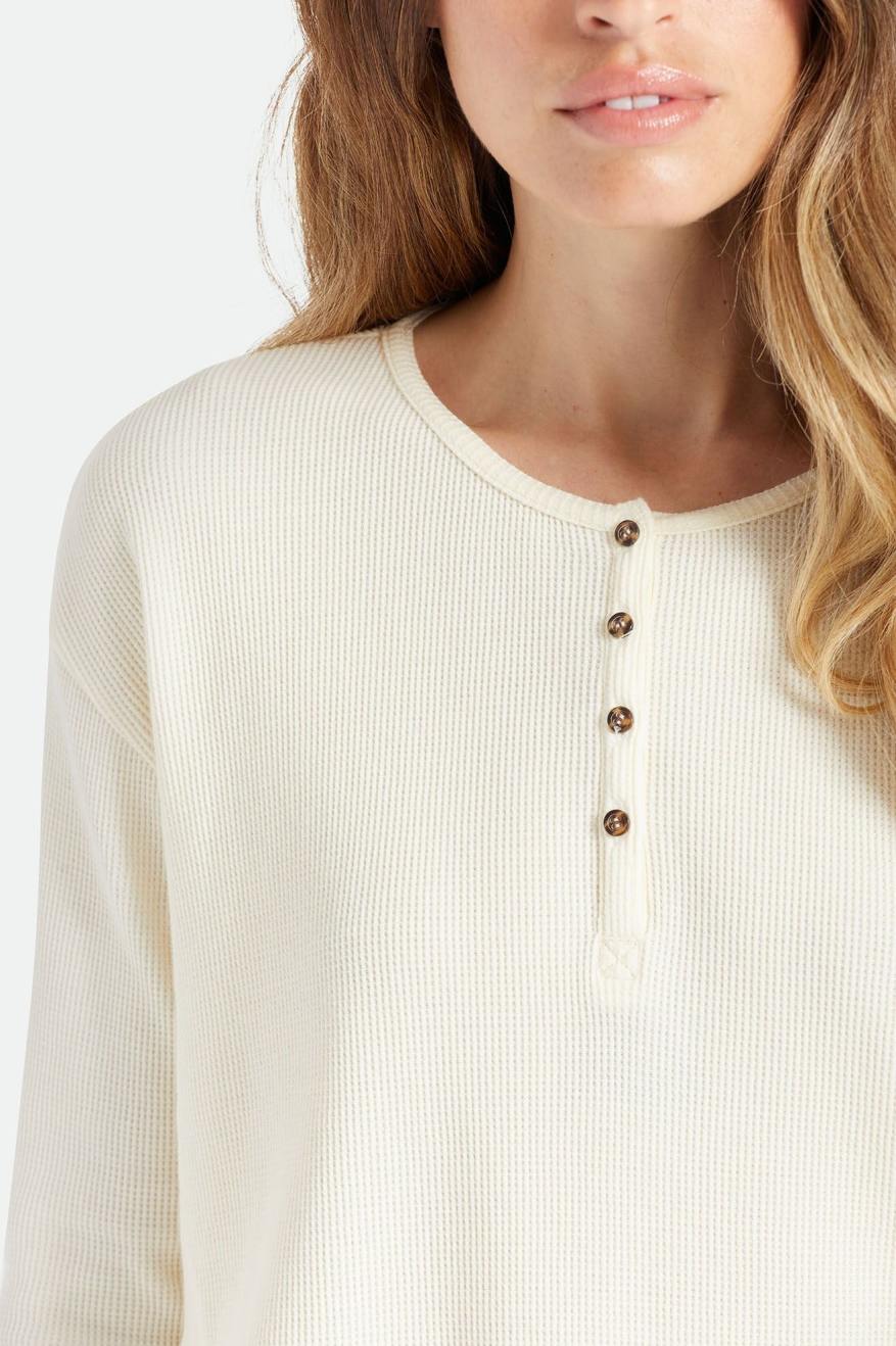 Tops Brixton Monty L/S Henley Mujer Blancos | KYGDFJ768