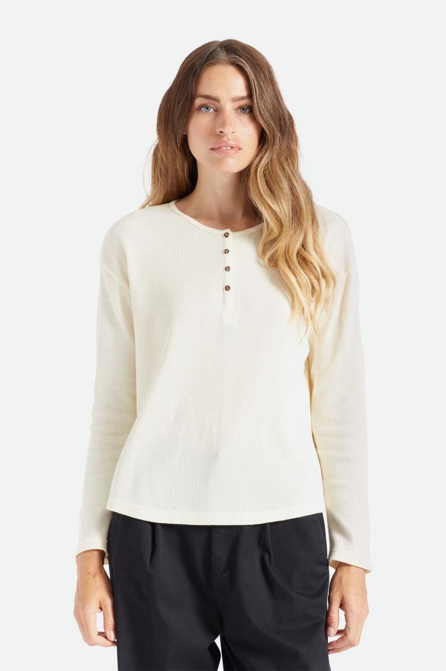 Tops Brixton Monty L/S Henley Mujer Blancos | KYGDFJ768