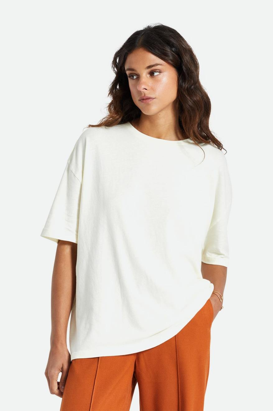 Tops Brixton Oversized Boyfriend Mujer Blancos | WMVQZD705