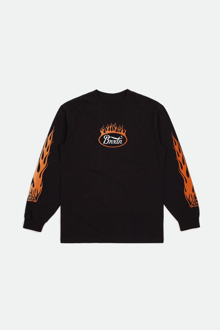 Tops Brixton Parsons Flame L/S Standard Hombre Negros Blancos Naranjas | KXHGAV648