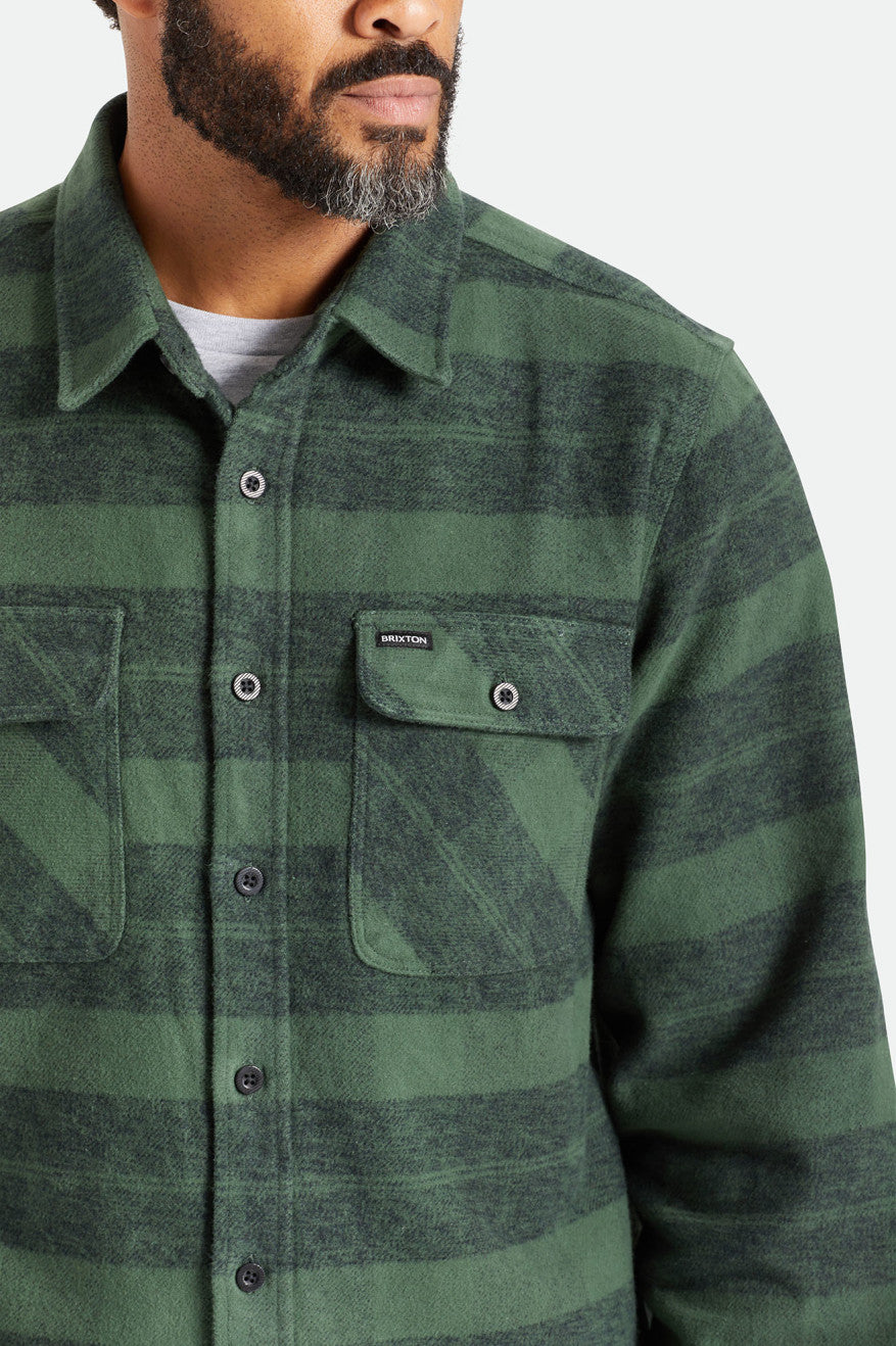 Tops De Franela Brixton Bowery Heavy Weight L/S Hombre Verdes | MKDCJP901