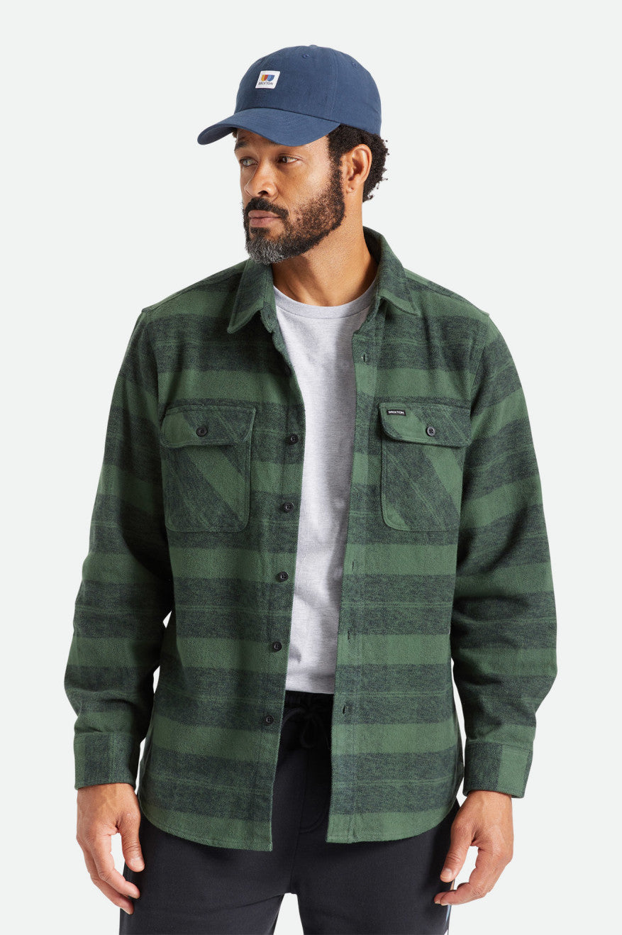 Tops De Franela Brixton Bowery Heavy Weight L/S Hombre Verdes | MKDCJP901