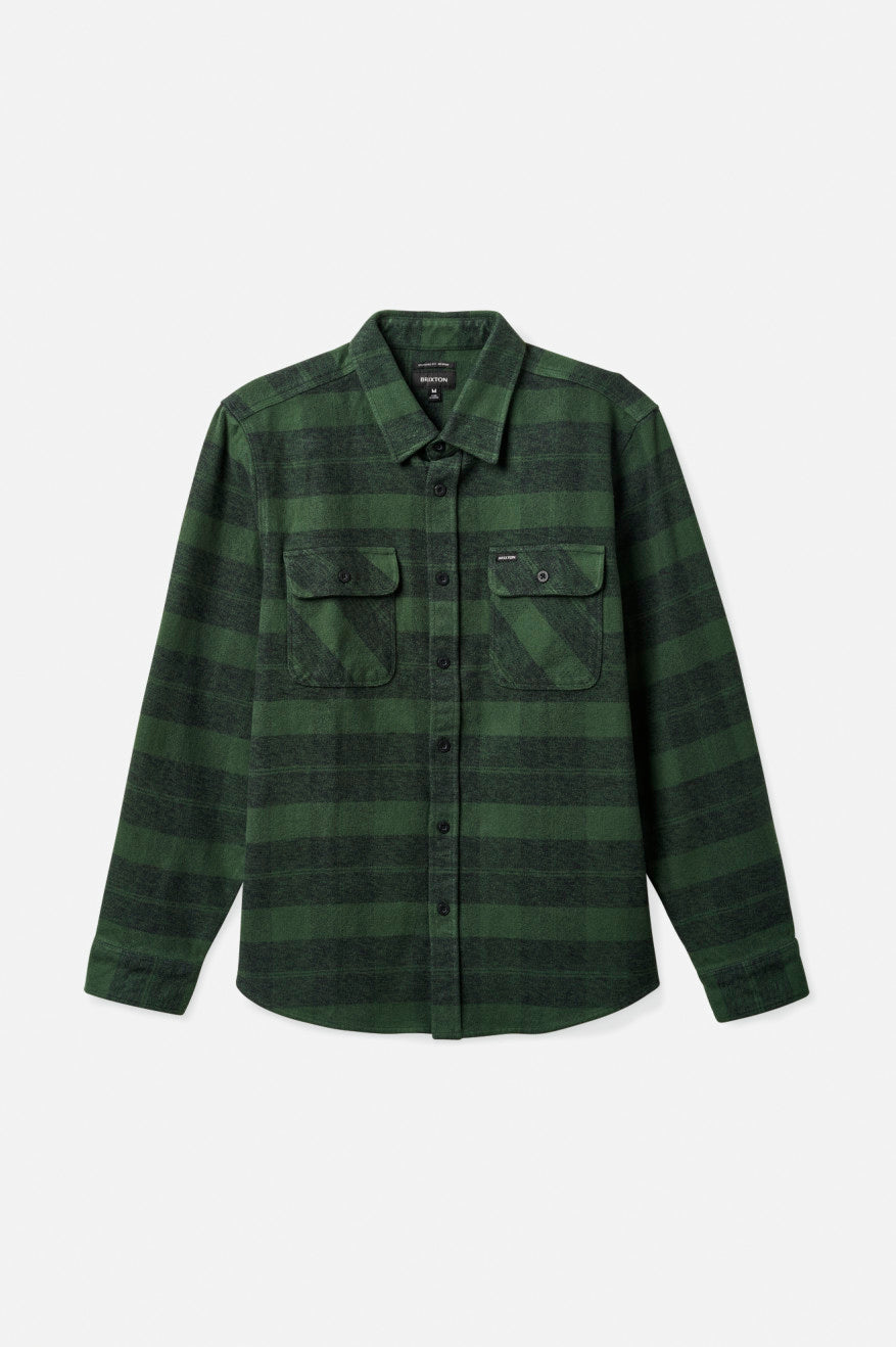 Tops De Franela Brixton Bowery Heavy Weight L/S Hombre Verdes | MKDCJP901