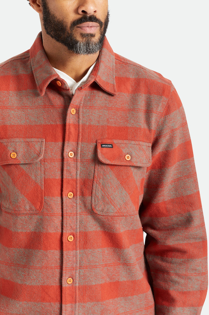 Tops De Franela Brixton Bowery Heavy Weight L/S Hombre Rojos | QZSWVJ302