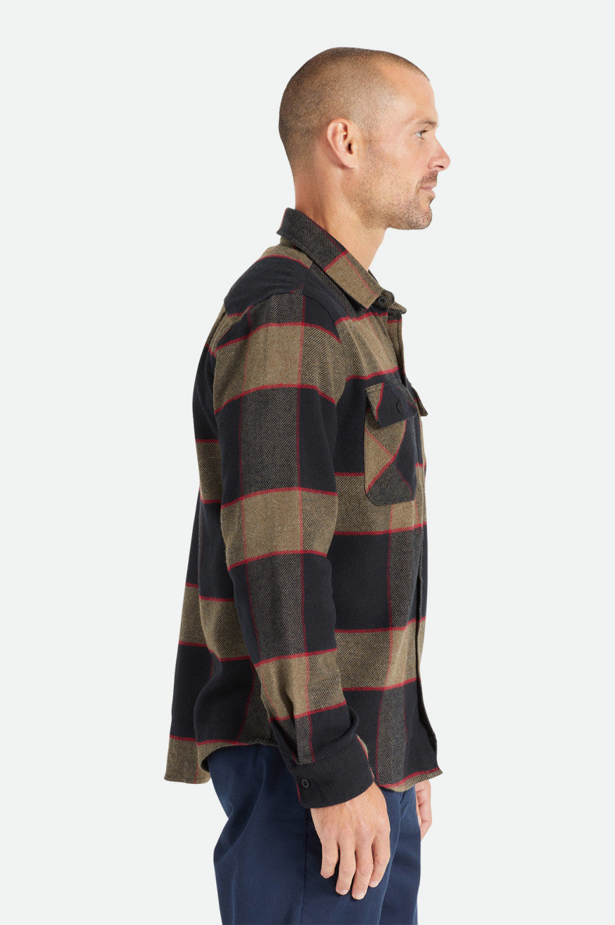 Tops De Franela Brixton Bowery L/S Hombre Grises | DUSXBV867