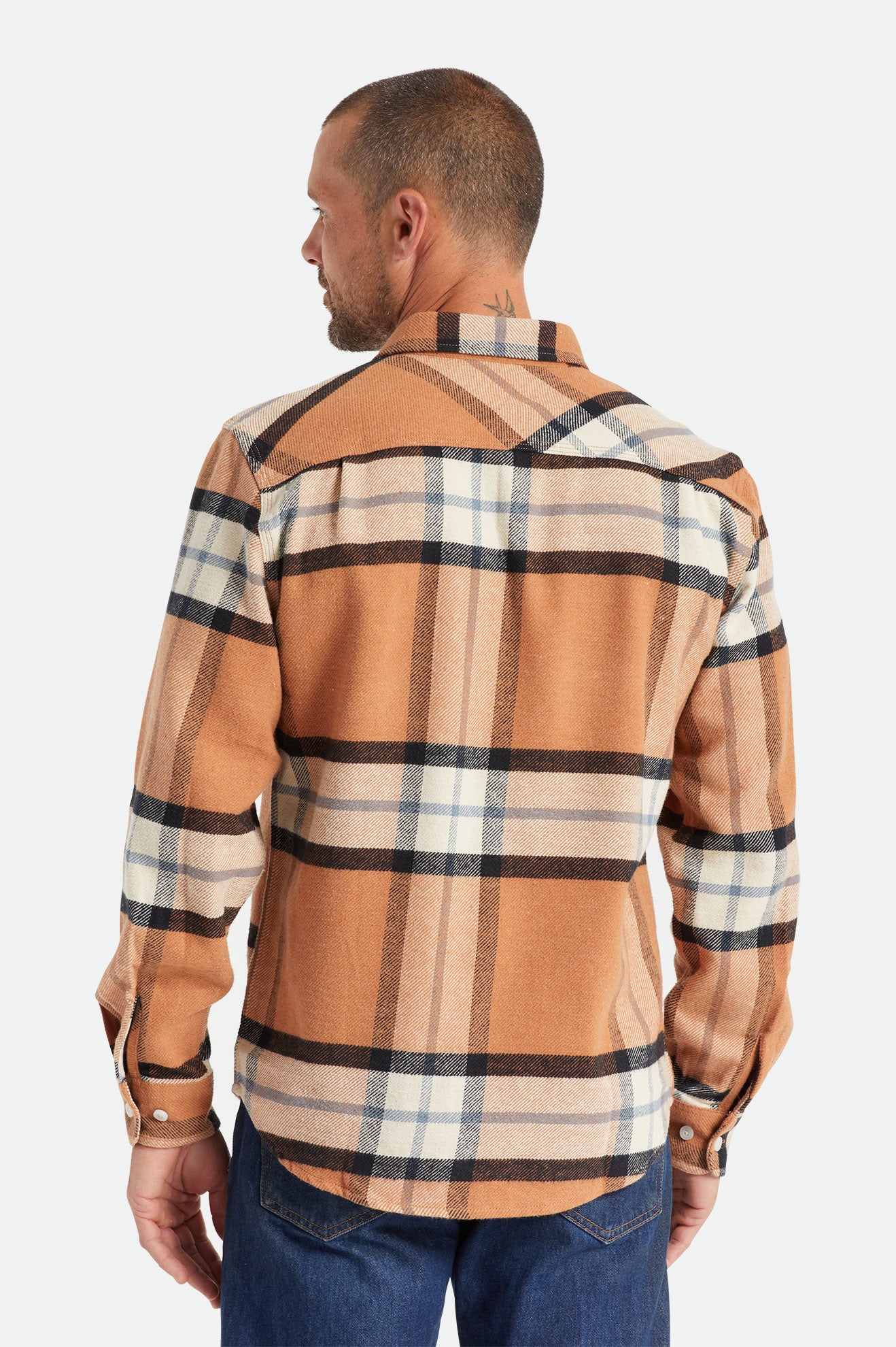 Tops De Franela Brixton Bowery L/S Hombre Beige | IROZAJ628