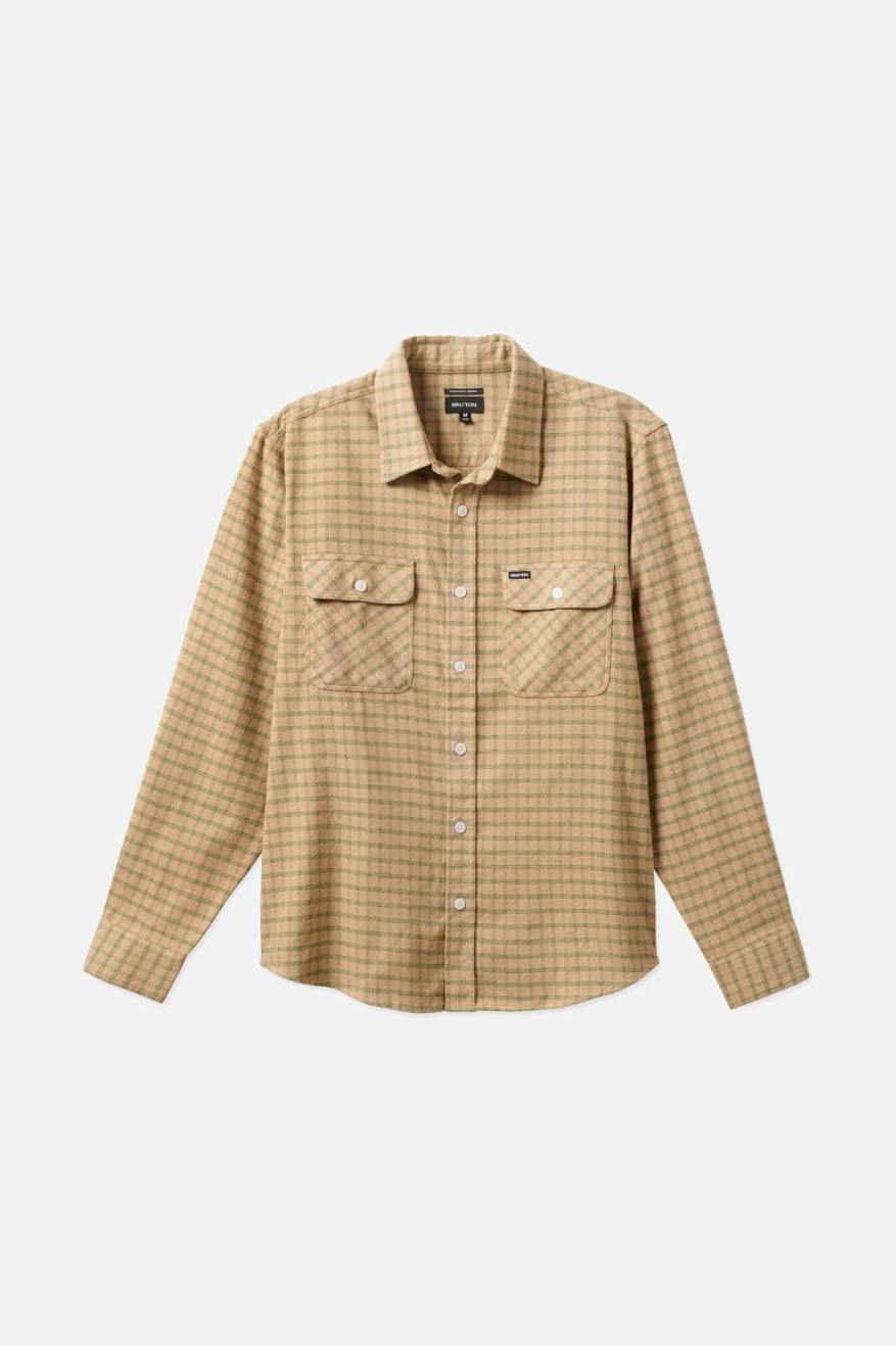 Tops De Franela Brixton Bowery Stretch L/S Utility Hombre Beige Verde Oliva | BKOXNH931