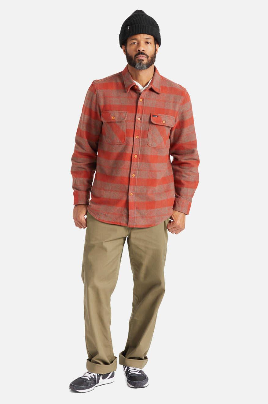 Tops Tejidos Brixton Bowery Heavy Weight L/S Hombre Rojos | EQYCFN861