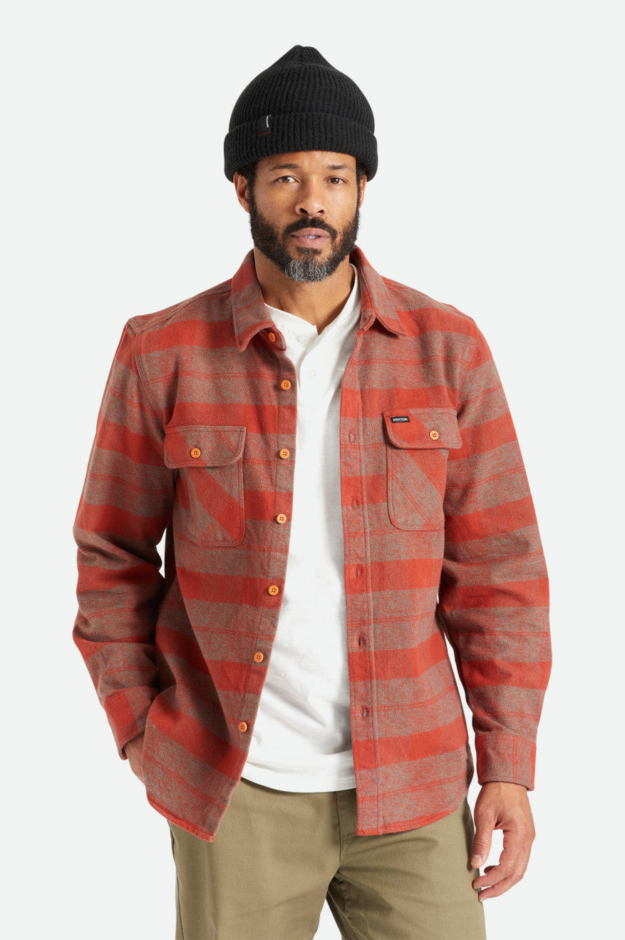 Tops Tejidos Brixton Bowery Heavy Weight L/S Hombre Rojos | EQYCFN861