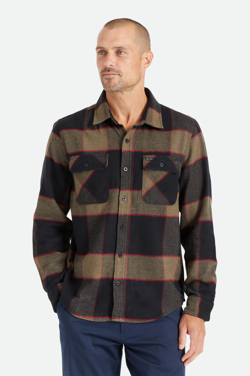 Tops Tejidos Brixton Bowery L/S Hombre Grises | NAOZIQ720