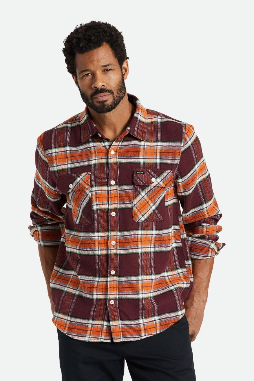 Tops Tejidos Brixton Bowery L/S Hombre Naranjas | NHJPWY374