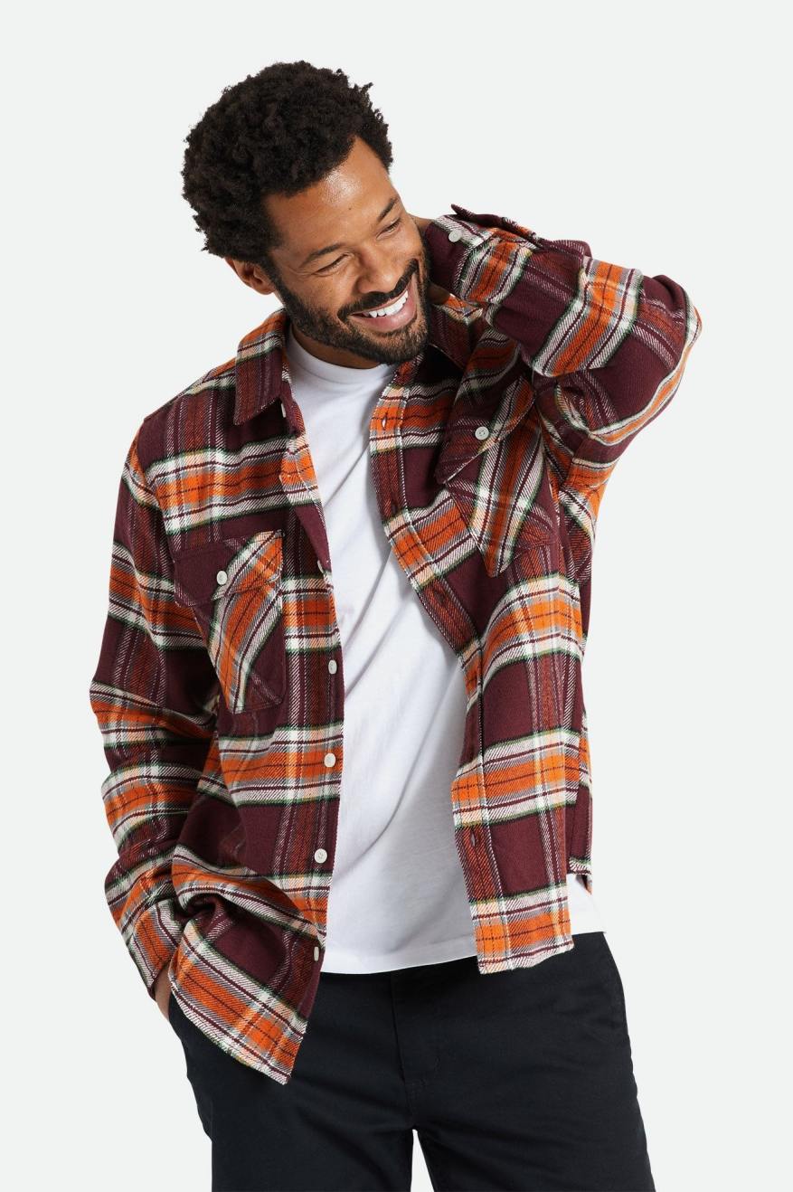 Tops Tejidos Brixton Bowery L/S Hombre Naranjas | NHJPWY374