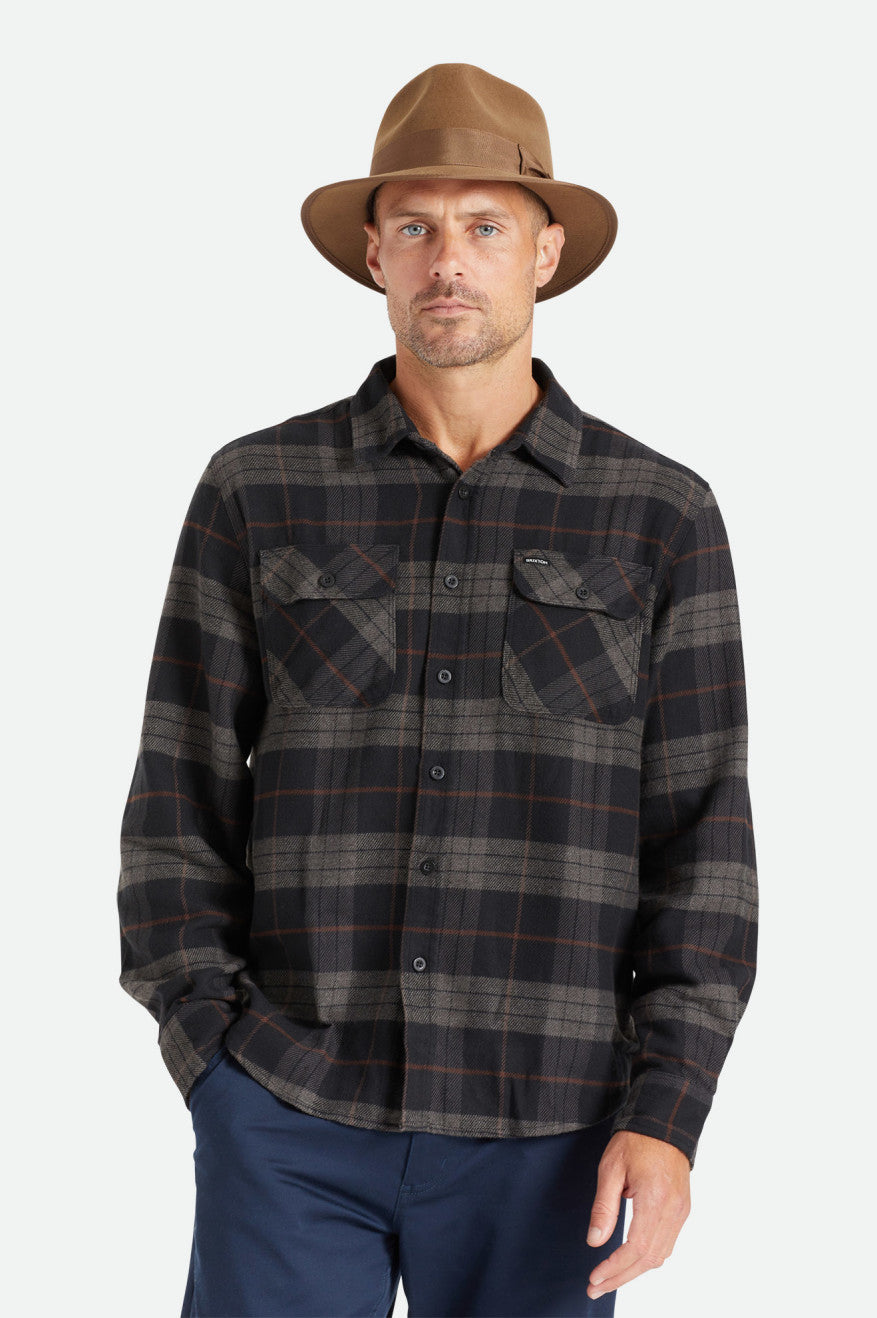 Tops Tejidos Brixton Bowery L/S Hombre Negros Grises | PEOHRX075