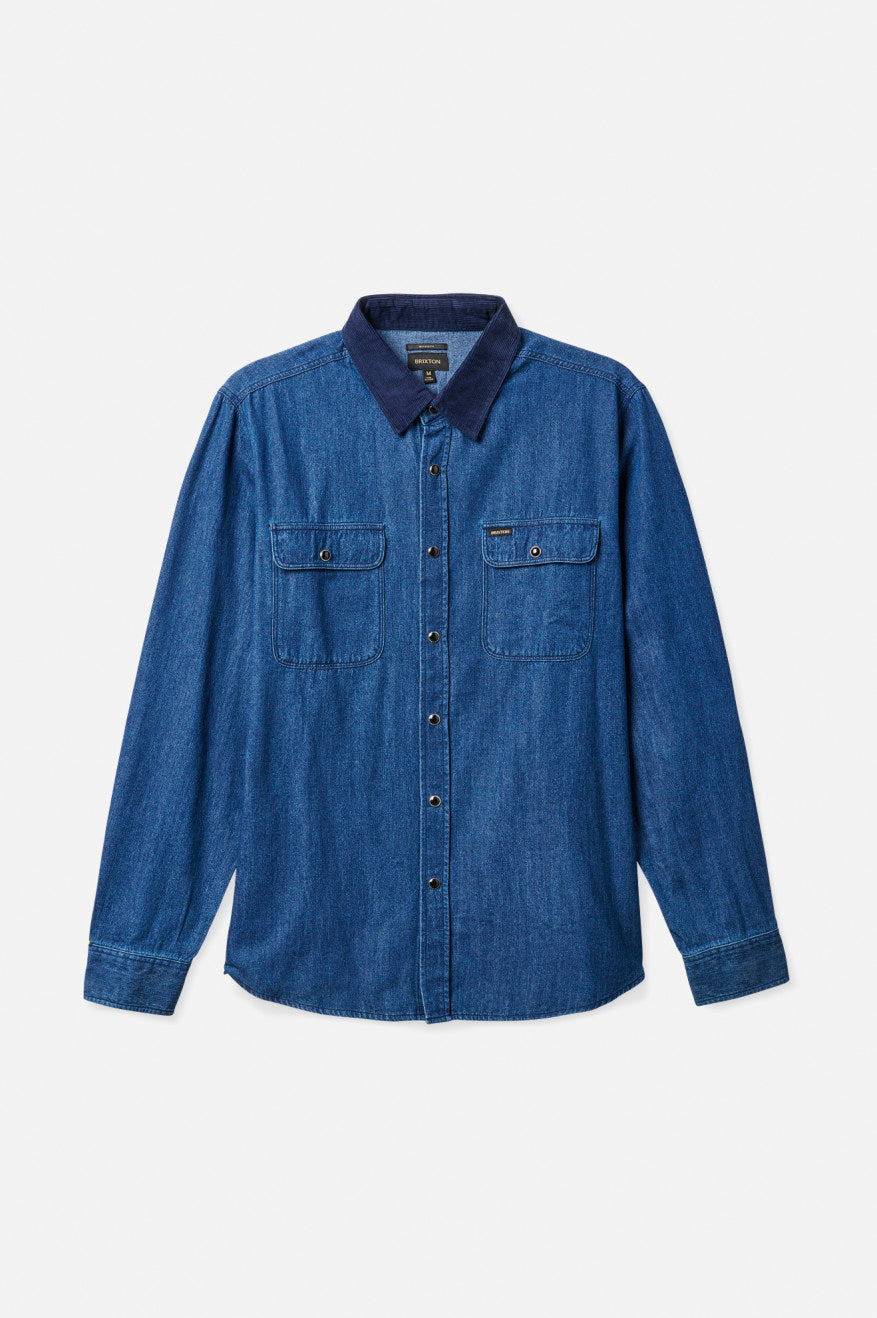 Tops Tejidos Brixton Bowery Reserve L/S Woven Hombre Azules | UMORIJ703