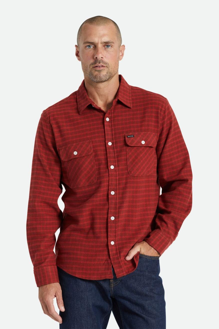 Tops Tejidos Brixton Bowery Stretch L/S Utility Hombre Rojos | YIZERT640