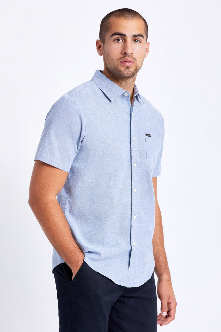 Tops Tejidos Brixton Charter Oxford S/S Hombre Azules Claro | AKPDIU596