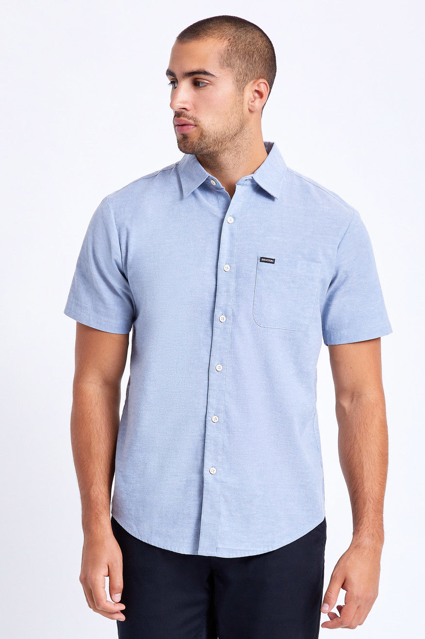 Tops Tejidos Brixton Charter Oxford S/S Hombre Azules Claro | AKPDIU596