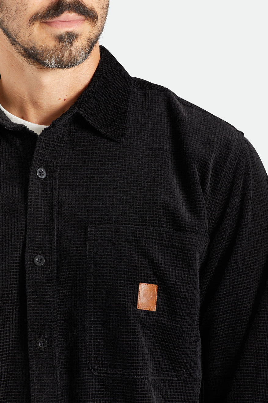 Tops Tejidos Brixton Porter L/S Waffle Corduroy Hombre Negros | FRVNUA273