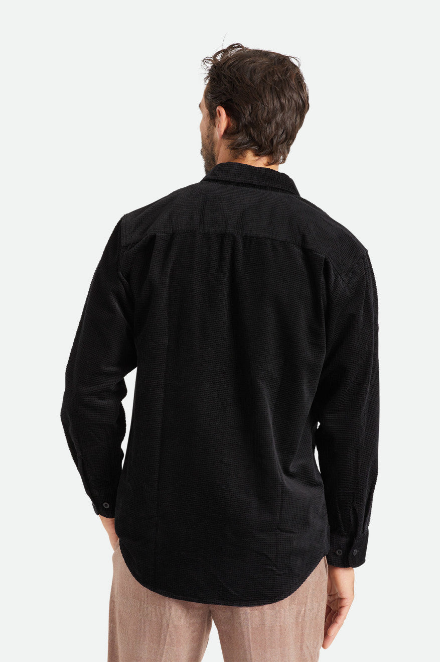 Tops Tejidos Brixton Porter L/S Waffle Corduroy Hombre Negros | FRVNUA273