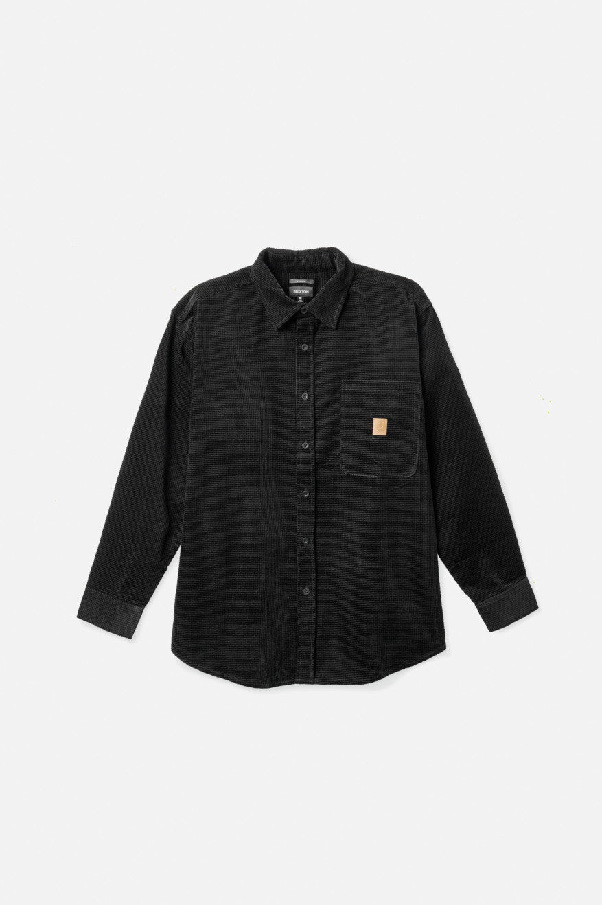 Tops Tejidos Brixton Porter L/S Waffle Corduroy Hombre Negros | FRVNUA273