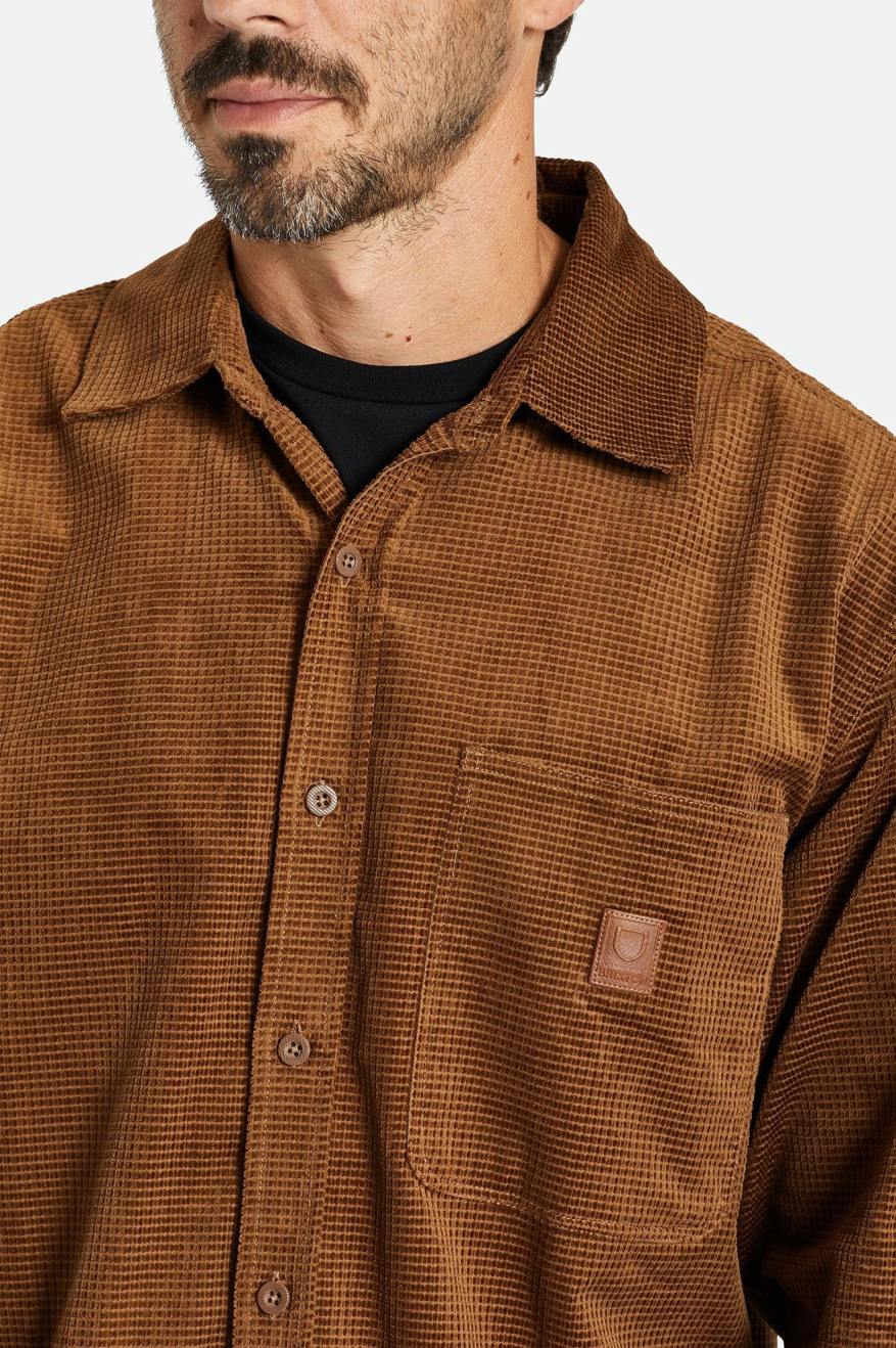 Tops Tejidos Brixton Porter L/S Waffle Corduroy Hombre Marrom | JMSBWP284