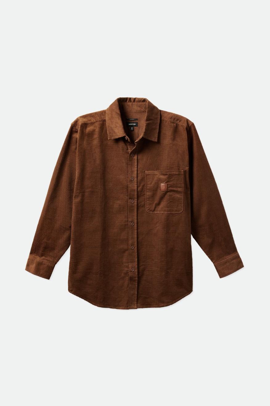 Tops Tejidos Brixton Porter L/S Waffle Corduroy Hombre Marrom | JMSBWP284