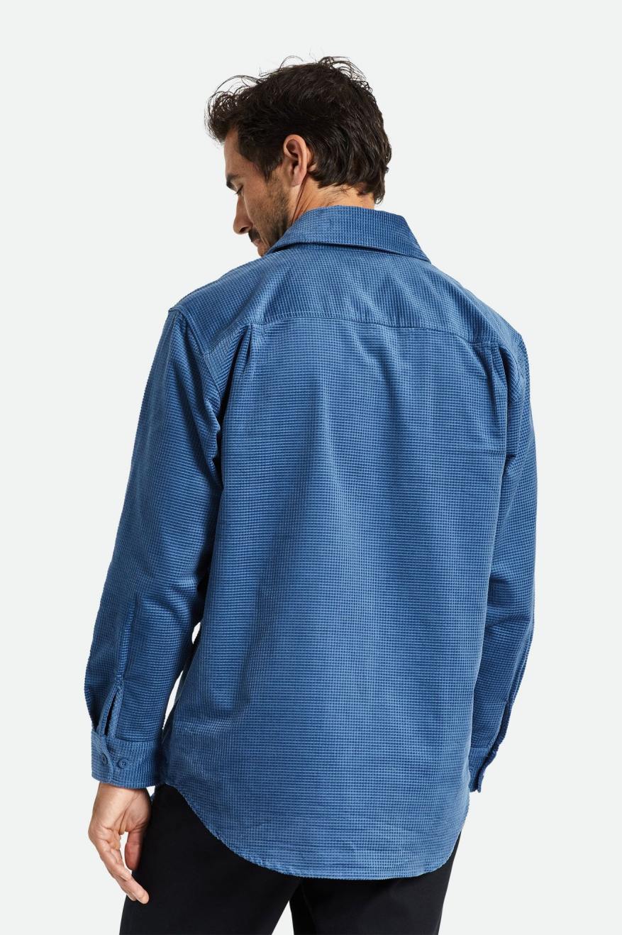 Tops Tejidos Brixton Porter L/S Waffle Corduroy Hombre Azules | MRGJBN670