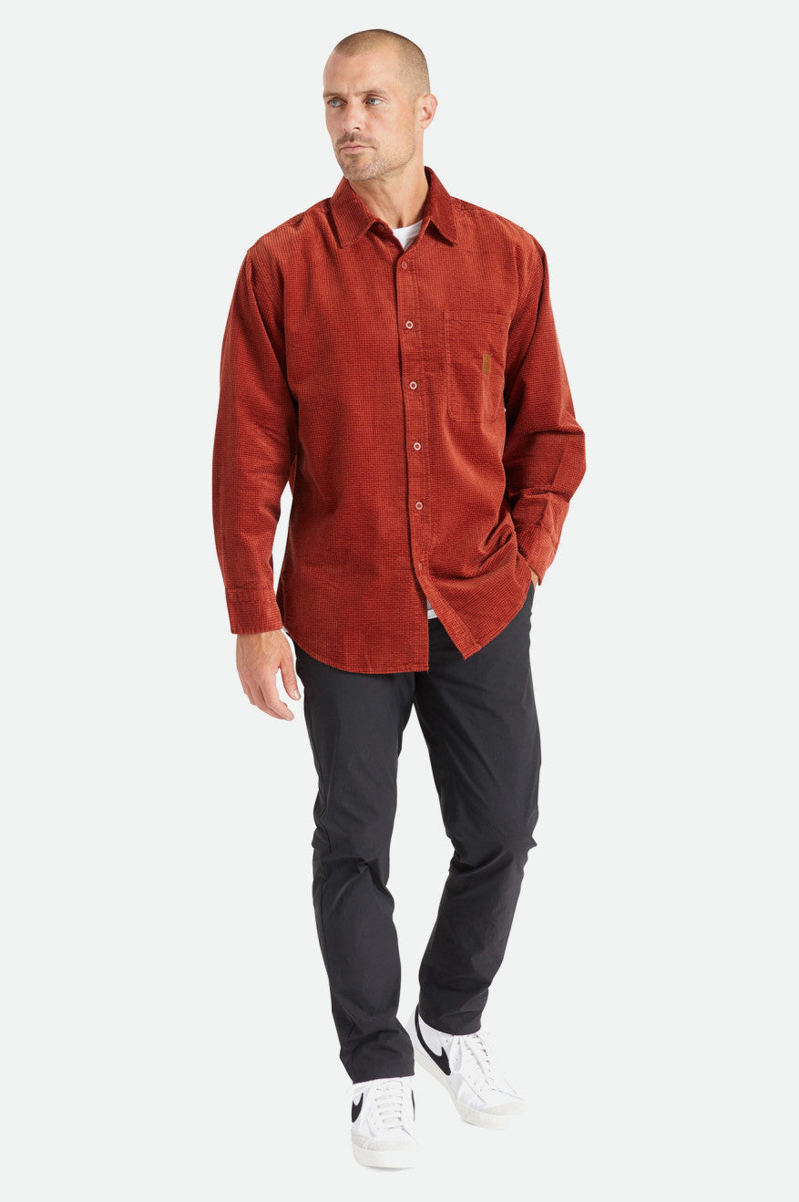 Tops Tejidos Brixton Porter L/S Waffle Corduroy Hombre Rojos | NTQVUE981