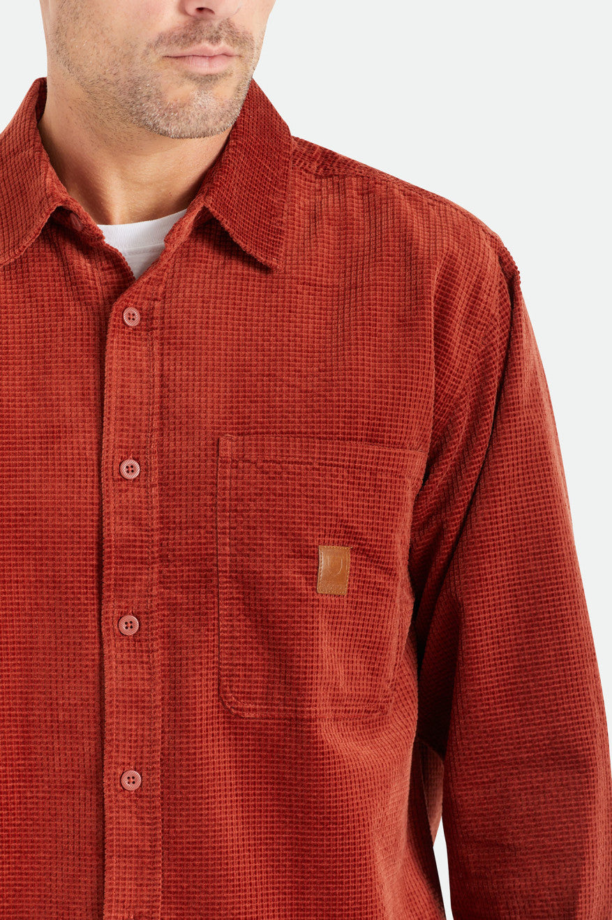 Tops Tejidos Brixton Porter L/S Waffle Corduroy Hombre Rojos | NTQVUE981